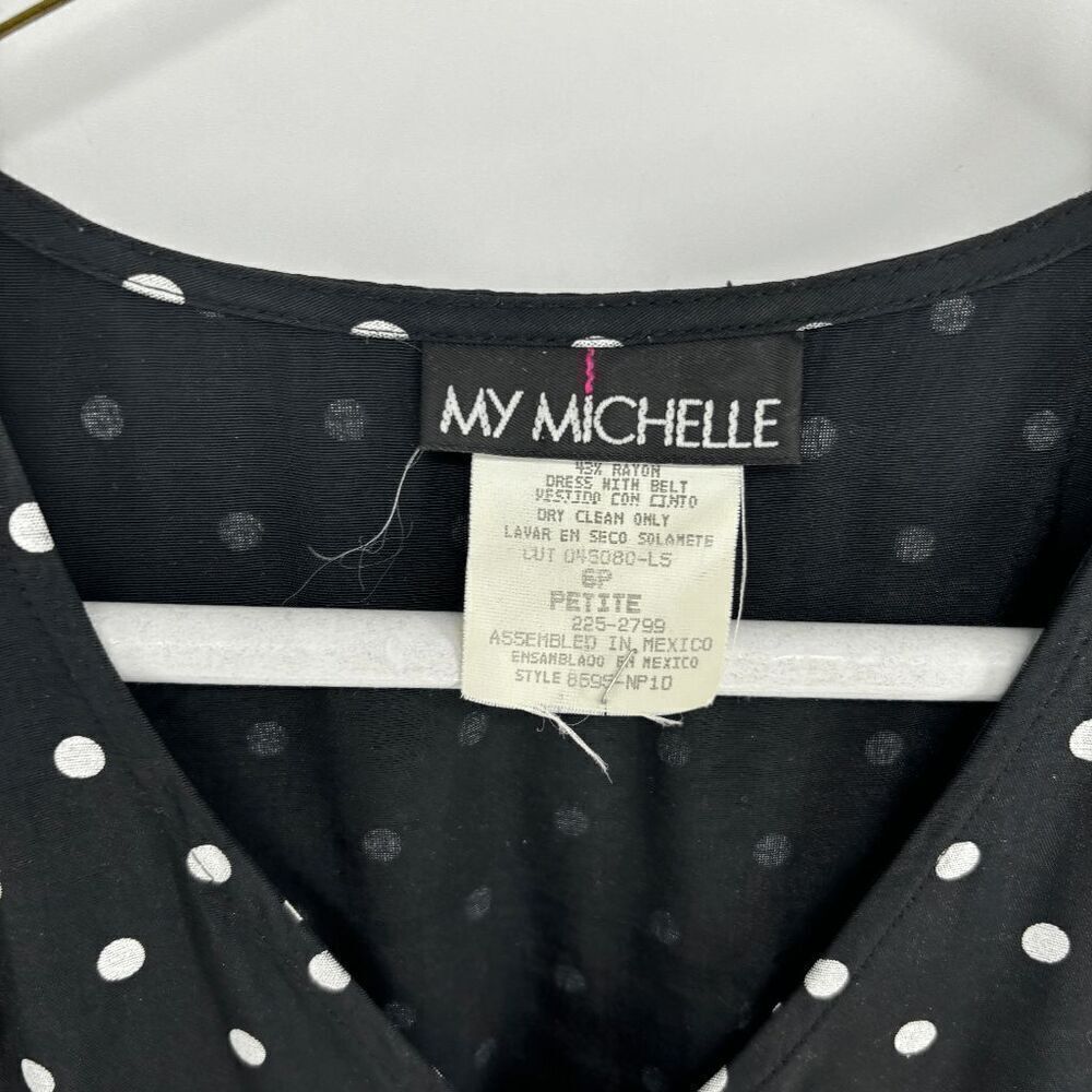 My Michelle Maxi Womens Black White Vtg Polka Dot Short Sleeve button Dress 6p - Picture 3 of 6